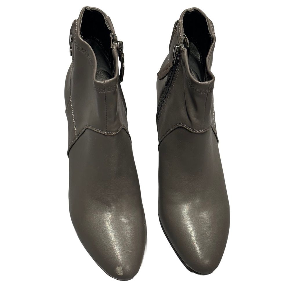 Franco Sarto stretch faux leather A Serrano grey booties size 5